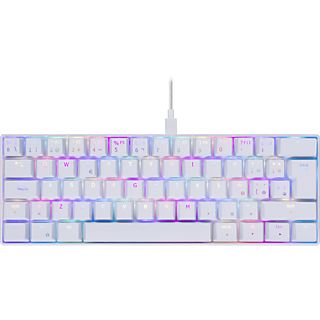 Teclado gaming - ISY IGK 5000-WT-ES, Cable 1.8 m, Mini, Retroiluminación, Blanco