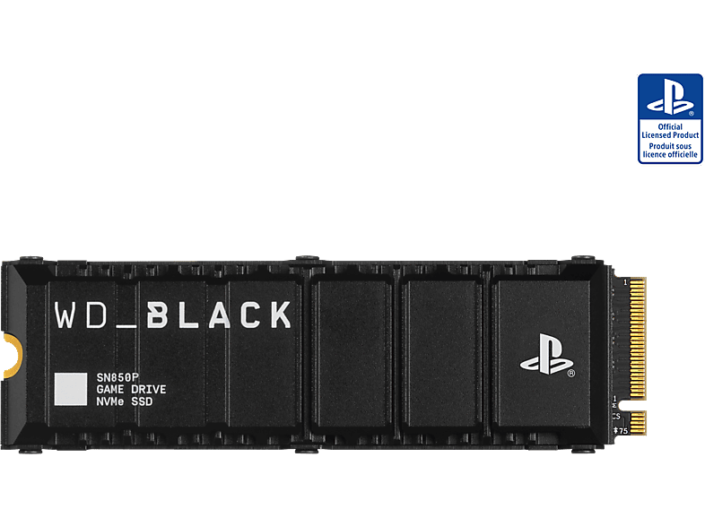 WD_BLACK SN850P NVMe™ mit Heatsink für PS5 Konsolen™, 1 TB, Gaming SSD, Schwarz