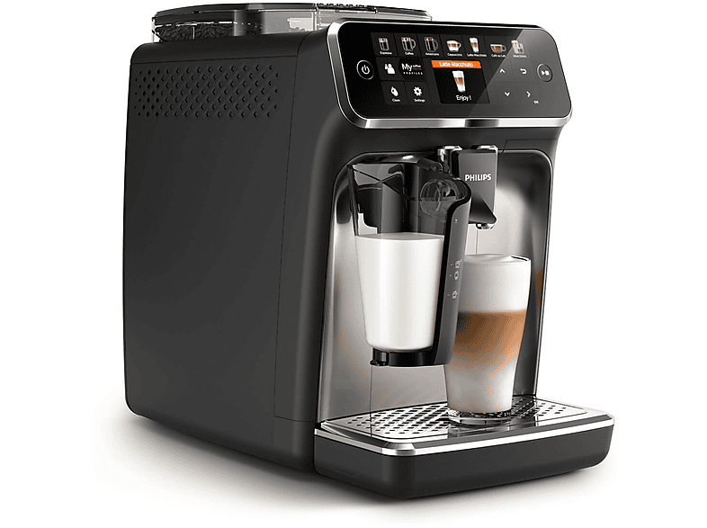 Ekspres ciśnieniowy PHILIPS Series 5400 LatteGo EP5447/90 Dotykowy wyświetlacz AquaClean Czarno-srebrny – zdjęcie 2