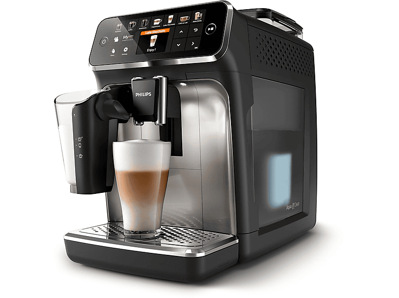 Ekspres ciśnieniowy PHILIPS Series 5400 LatteGo EP5447/90 Dotykowy wyświetlacz AquaClean Czarno-srebrny – zdjęcie 3