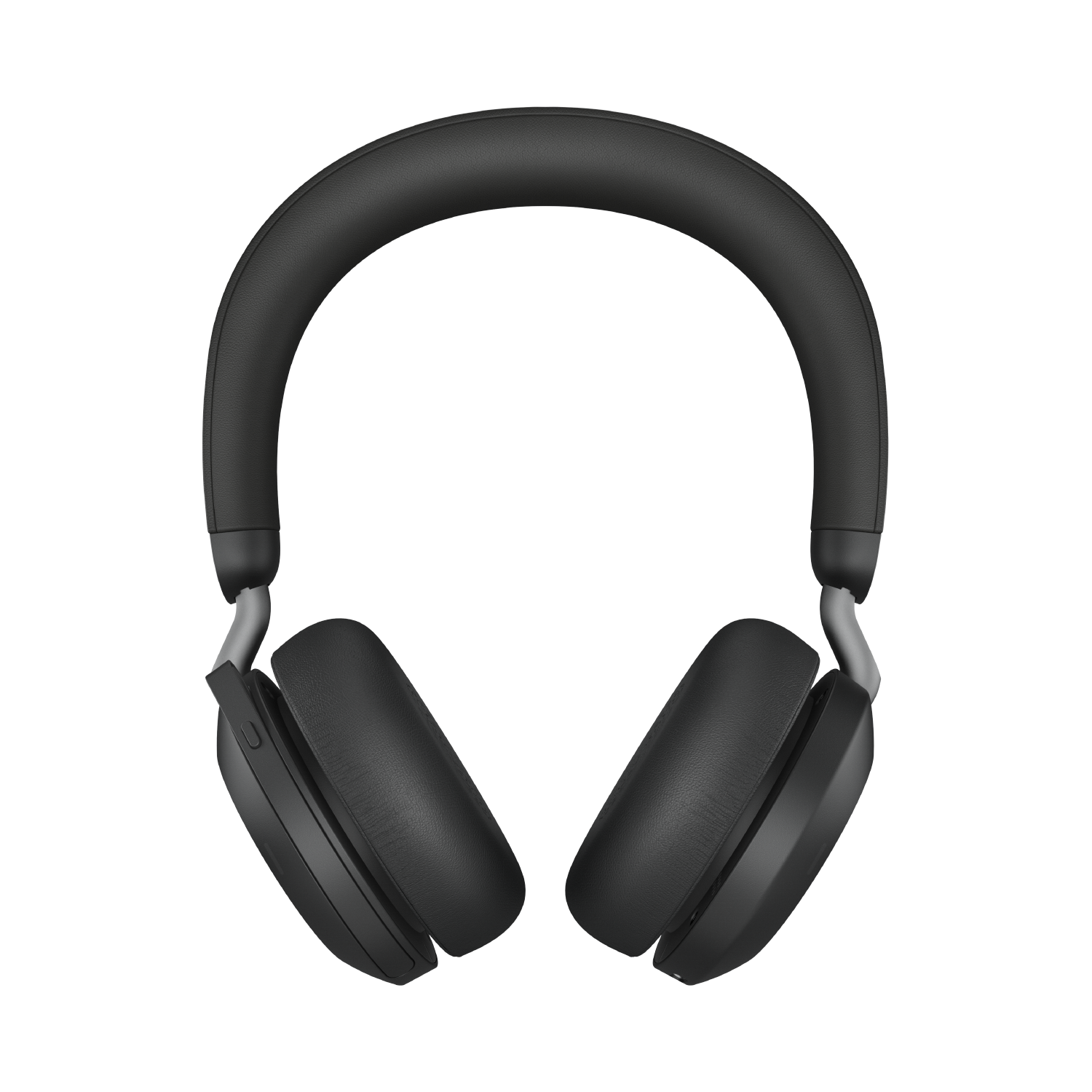 Ein Paar schwarze Over-Ear-Kopfhörer auf schwarzem Hintergrund.
