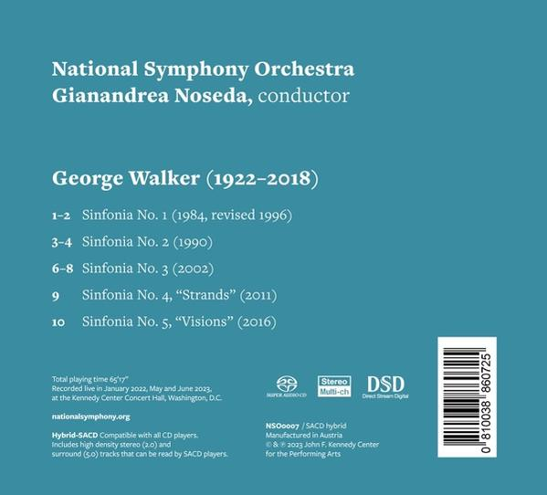 CD-Cover mit Text über eine Aufführung des National Symphony Orchestra, eine Komposition von George Walker.