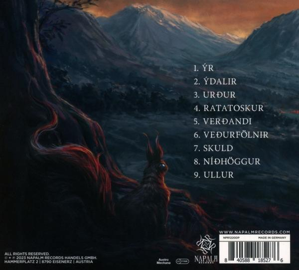 Albumcover mit Bergkulisse. Text und ein kaninchenartiges Wesen sind auf dem Cover zu sehen.