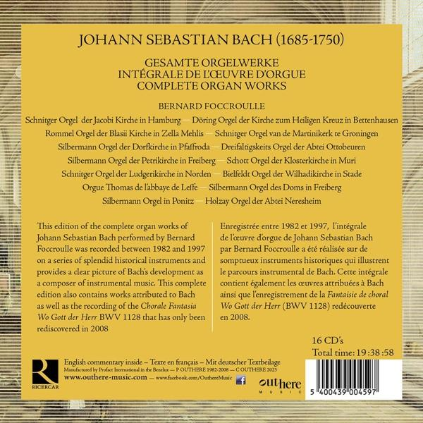 CD-Hülle mit Text über Johann Sebastian Bach und seine kompletten Orgelwerke.
