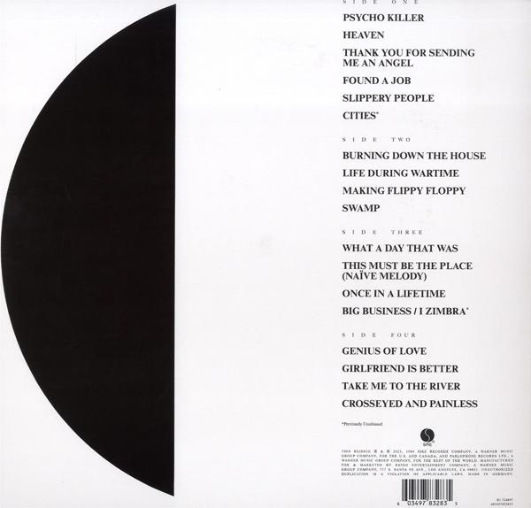 Albumcover mit schwarz-weißem Design und Songtiteln.