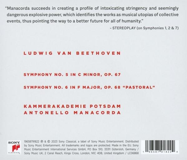 Text auf weißem Hintergrund: Ludwig van Beethoven, Symphonie Nr. 5 und Nr. 6.