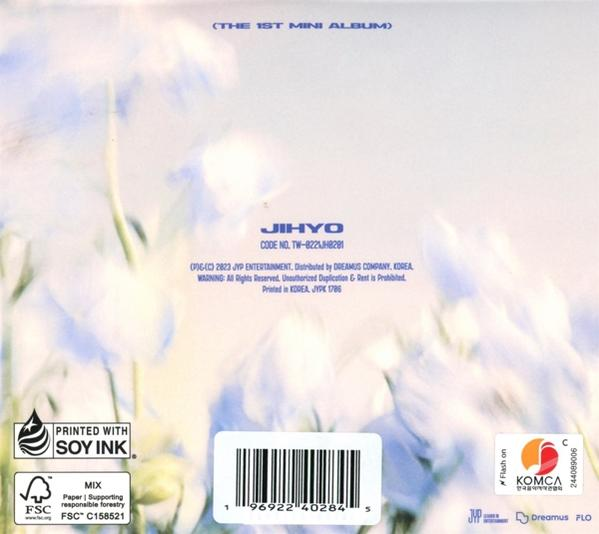 Rückseite einer CD-Hülle mit Text und Logos, floraler Hintergrund.