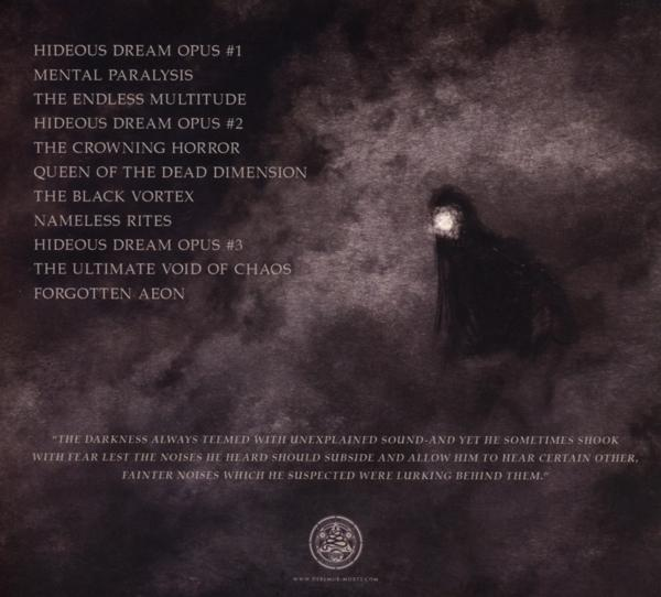 Albumcover mit Text und einer dunklen, skizzierten Abbildung einer Figur.