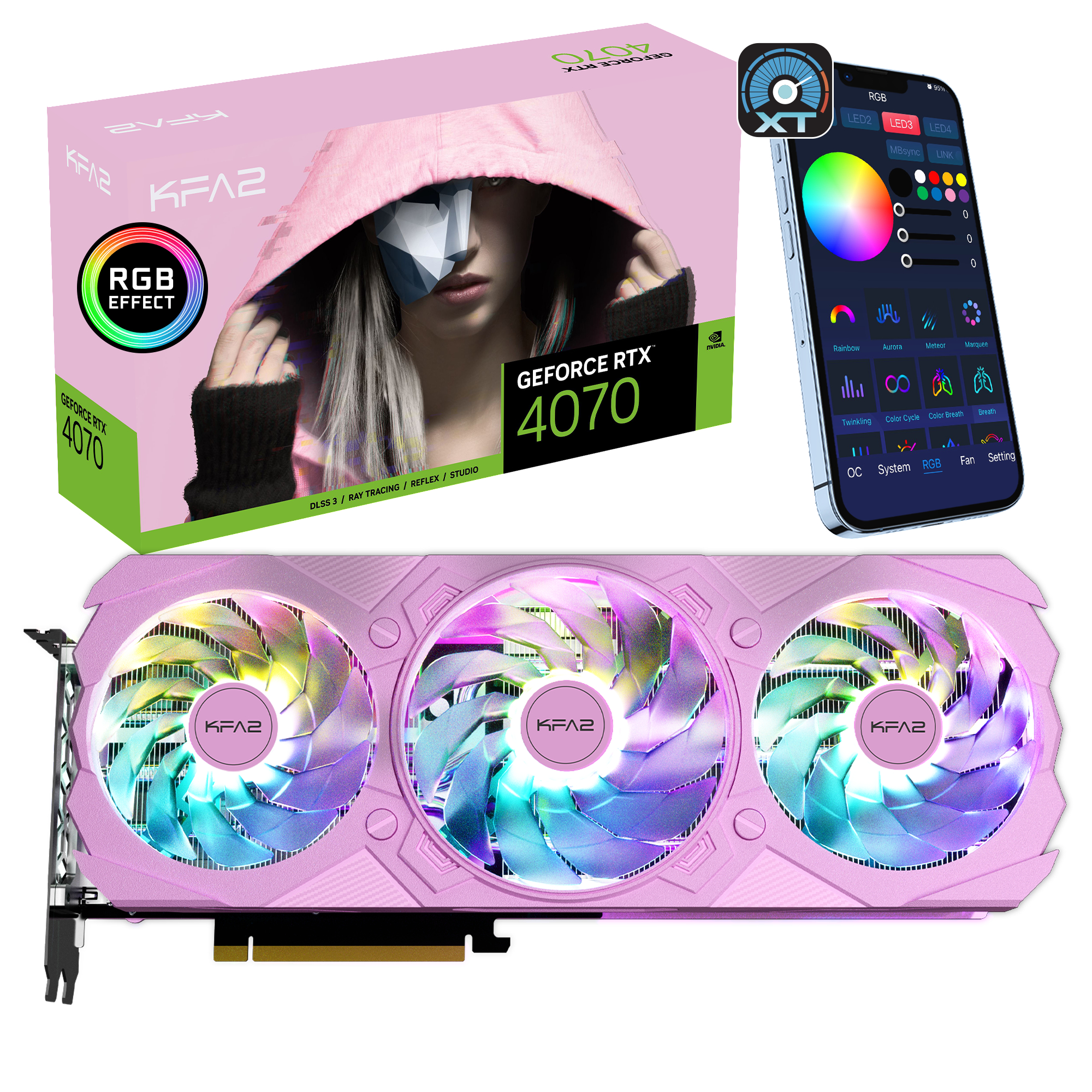 KFA2 GeForce RTX 4070 EX GAMER 1-Click OC (47NOM7MD7LKK) (NVIDIA, Grafikkarte)
