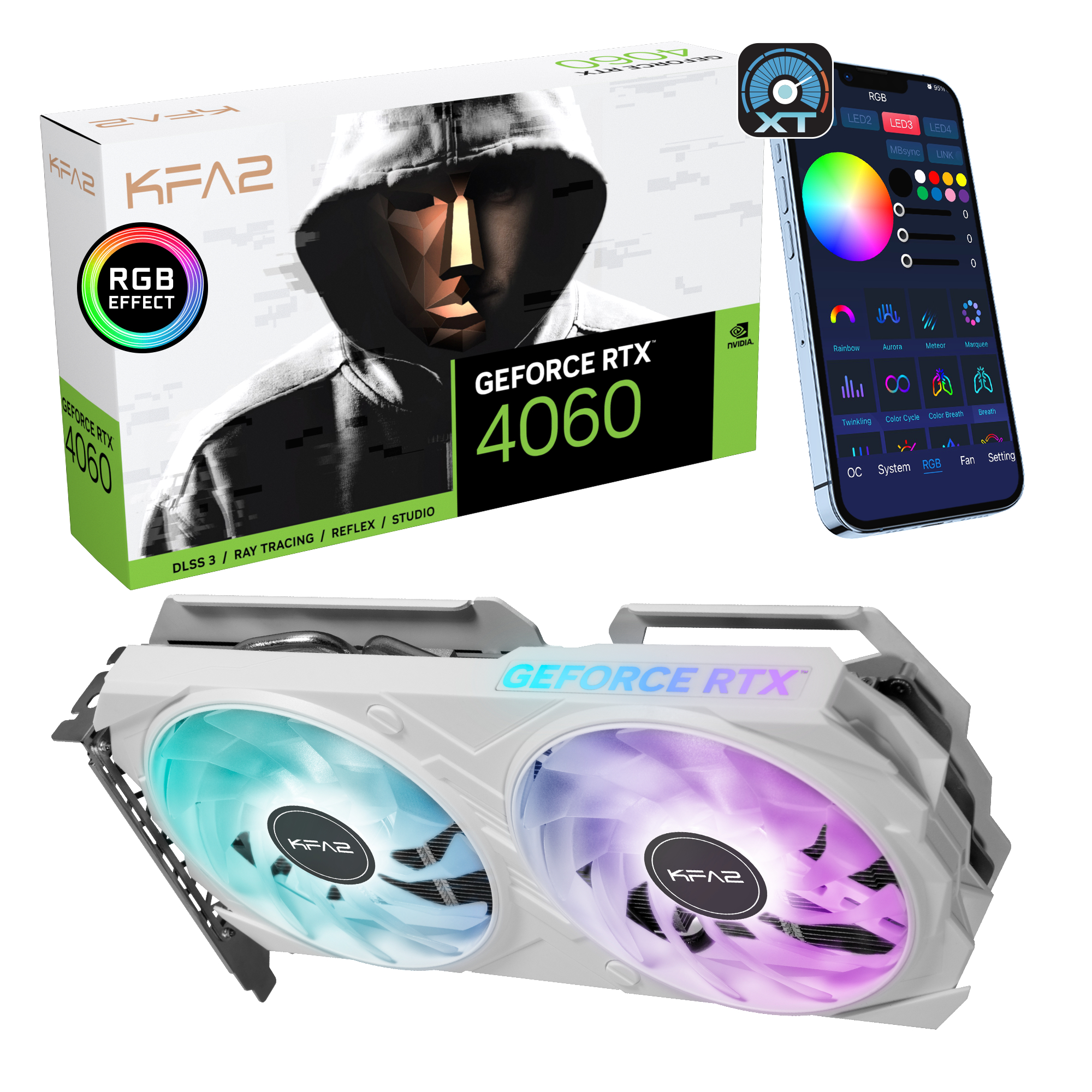 KFA2 GeForce RTX 4060 EX 1-Click OC (46NSL8MD8NWK) (NVIDIA, Grafikkarte)
