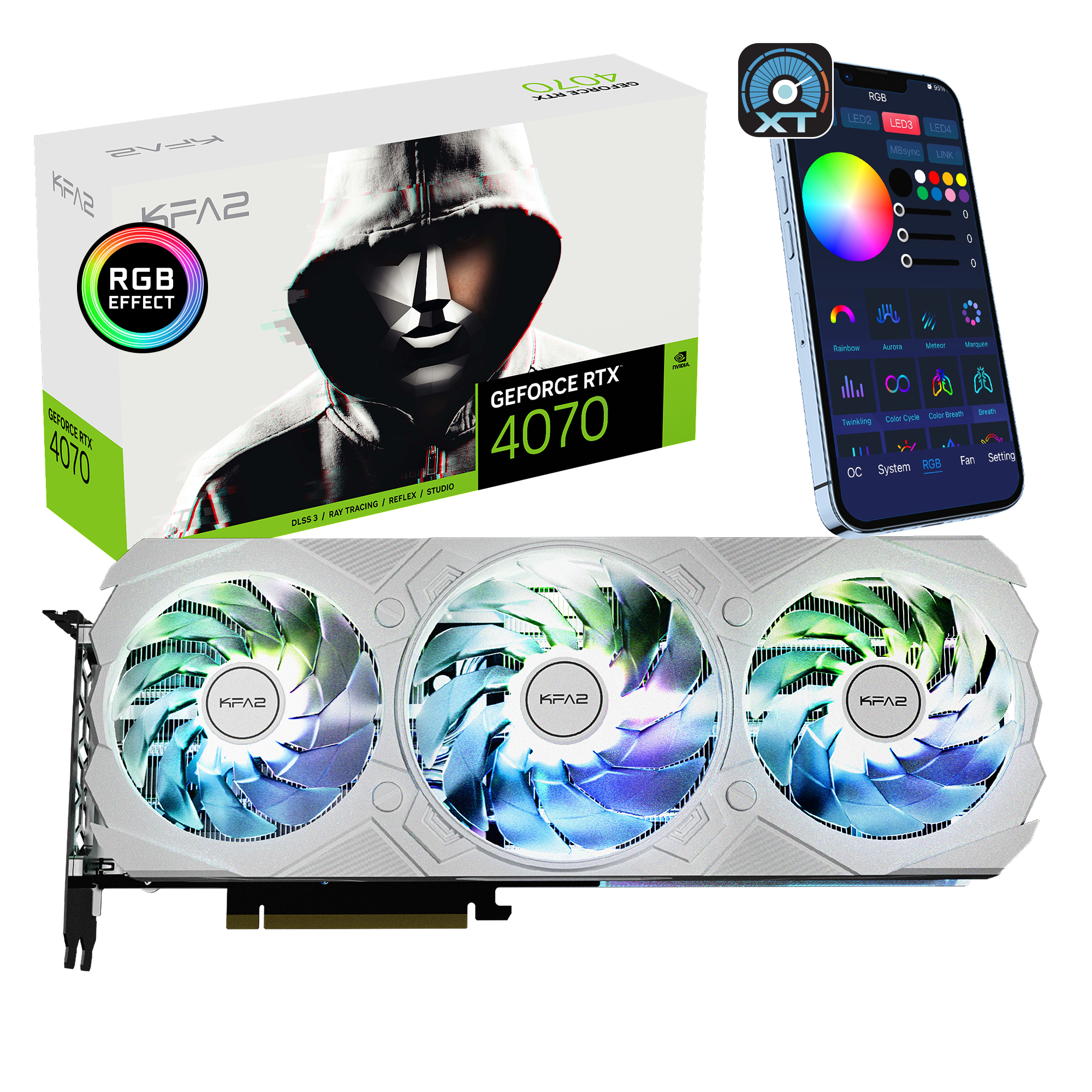 KFA2 GeForce RTX 4070 EX GAMER 1-Click OC (47NOM7MD7KWK) (NVIDIA, Grafikkarte)