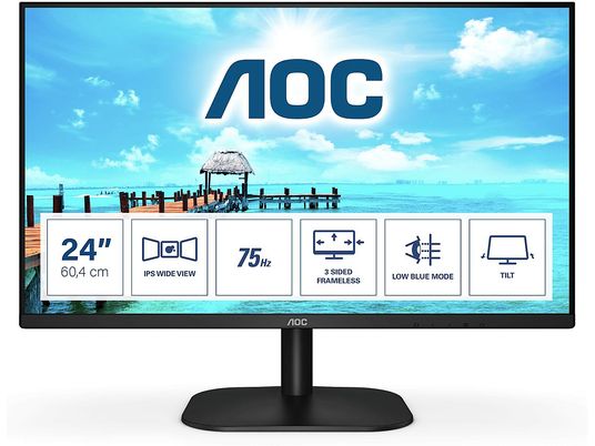AOC 24B2XH/EU - Monitor, 23.8 ", Full-HD, 75 Hz, Schwarz