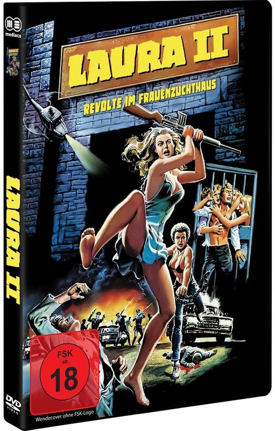 DVD-Cover mit einer Frau, die eine Waffe schwingt, mit dem Text 'Laura II'.