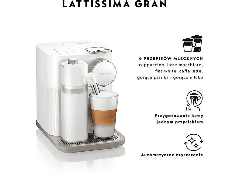 Ekspres na kapsułki DeLonghi DeLonghi EN 640.W Gran Lattissima – zdjęcie 3