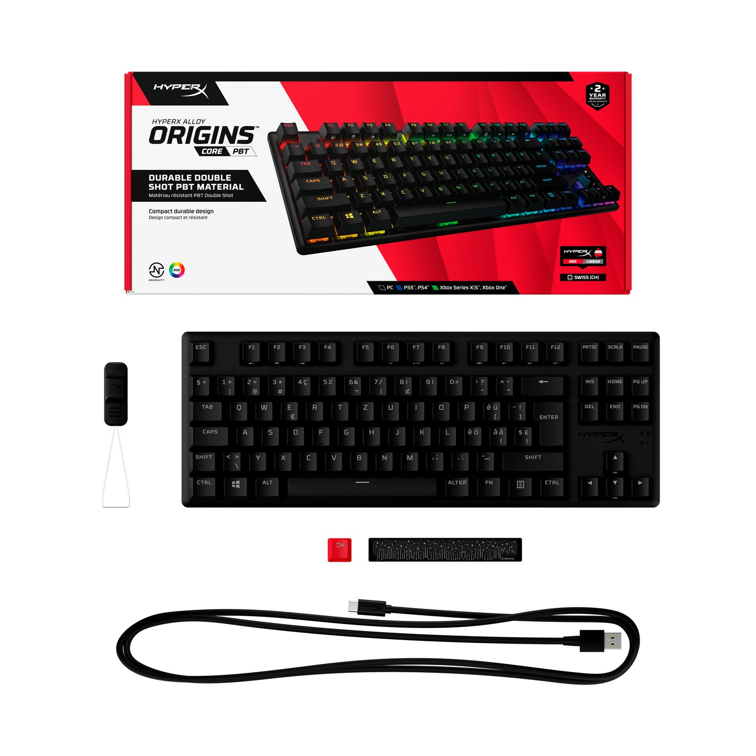HYPERX Clavier gamer mécanique HyperX Alloy Origins Core PBT HX Red - QWERTZU