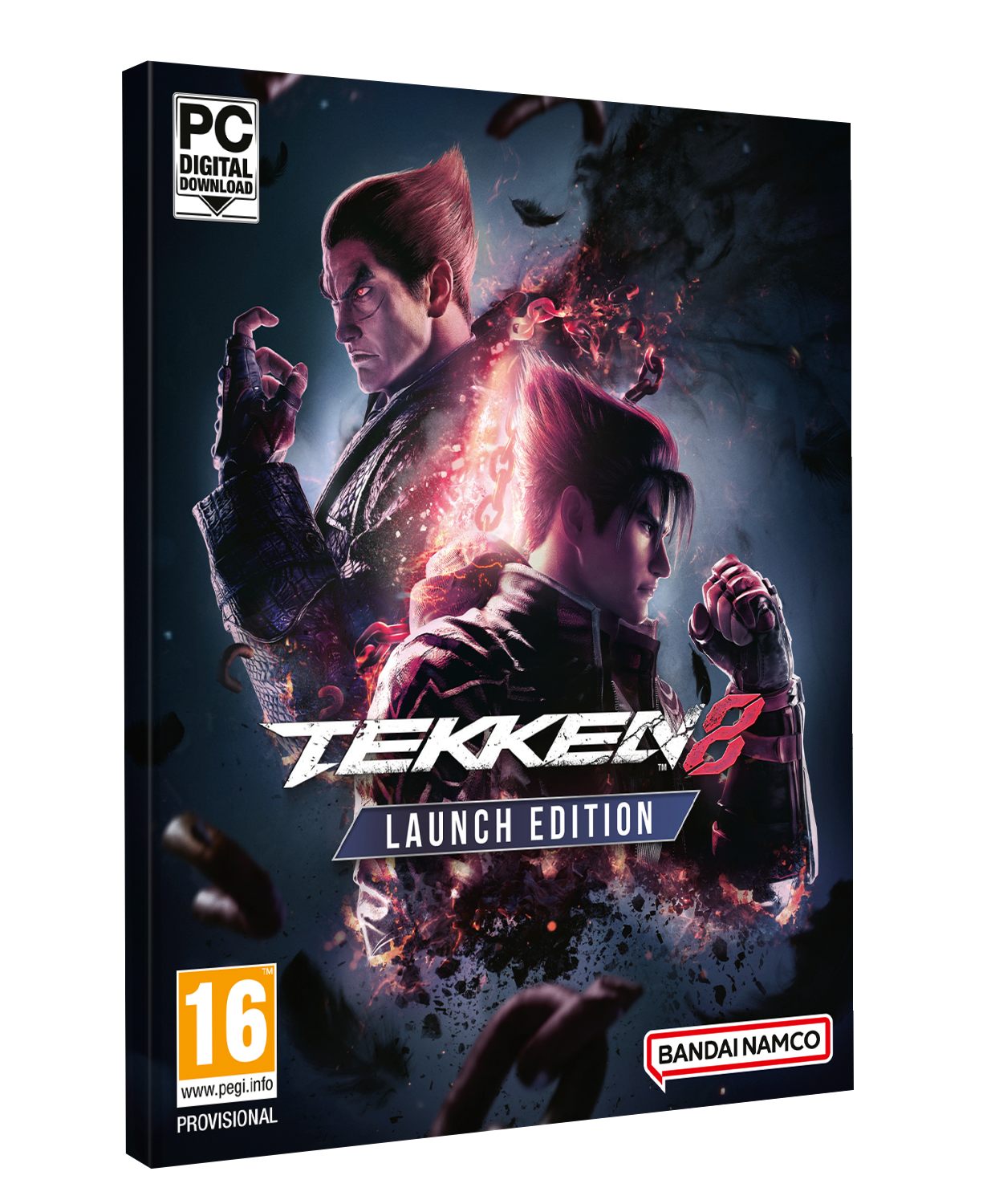 Caja de videojuego con dos personajes, el título Tekken 8 y una marca de Launch Edition.