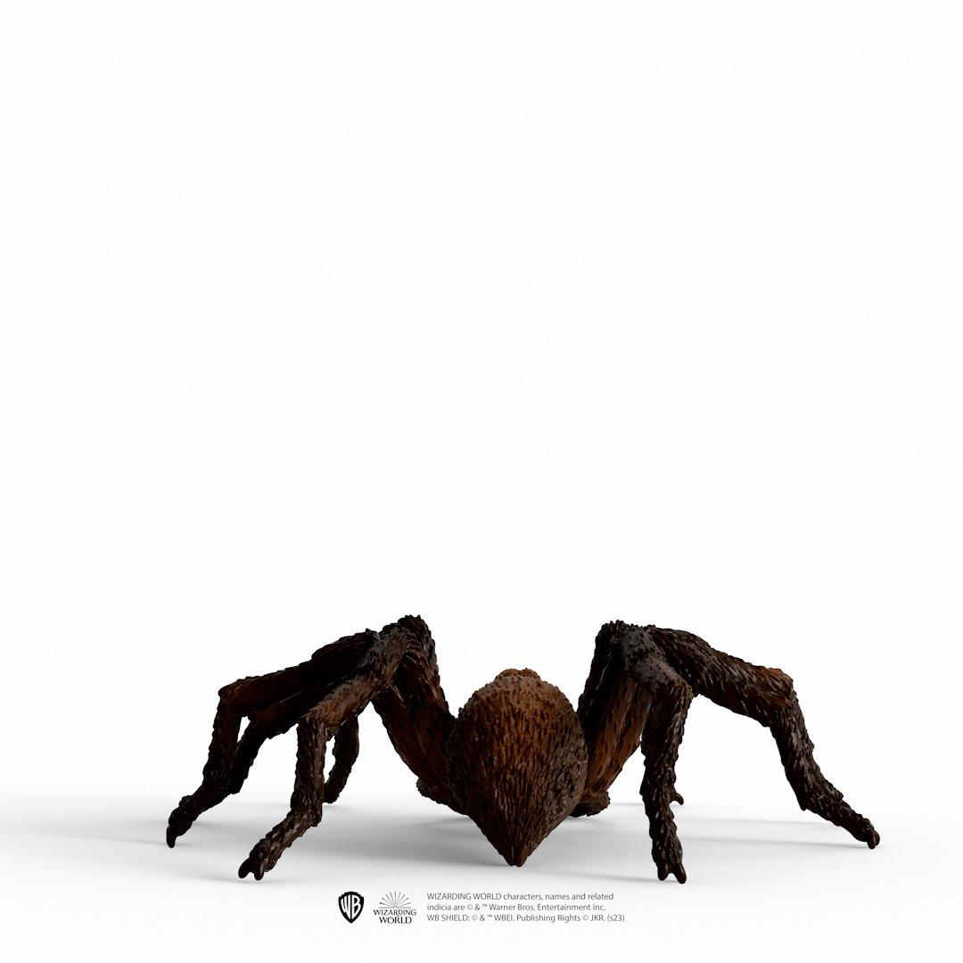 Große, braune Spinne auf weißem Hintergrund. Die Spinne hat behaarte Beine und einen behaarten Körper.
