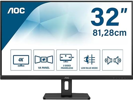 AOC U32E2N - Monitor, 32 ", UHD 4K, 60 Hz, Nero