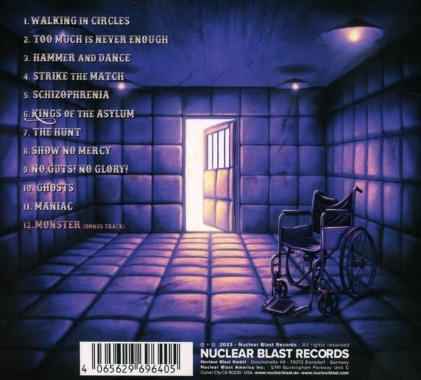 Albumcover mit Titelliste, Tür und Rollstuhl. Text: NUCLEAR BLAST RECORDS.