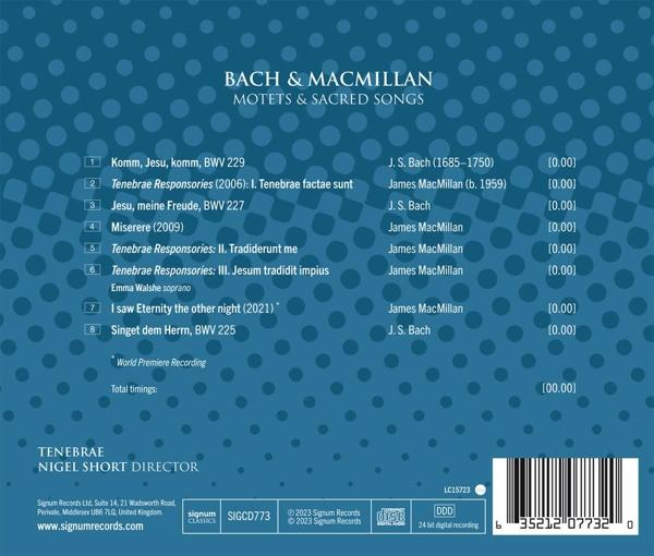 CD-Rückseite mit Titel und Titelliste. Es hat einen blauen Hintergrund mit weißen Punkten.