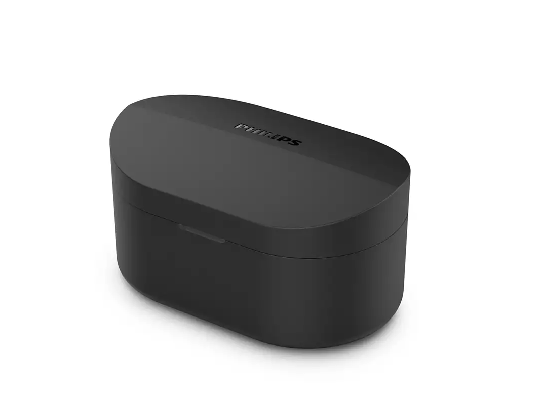 'PHILIPS' baskılı siyah oval şekilli kılıf. Kılıf pürüzsüz bir yüzeye sahip.