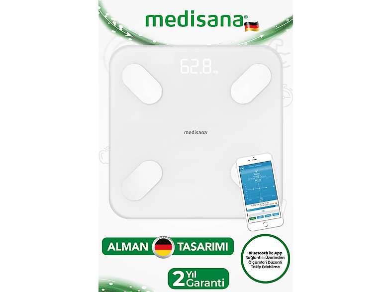 MEDISANA 99379 Bluetooth Vücut Analizli Baskül Beyaz_2