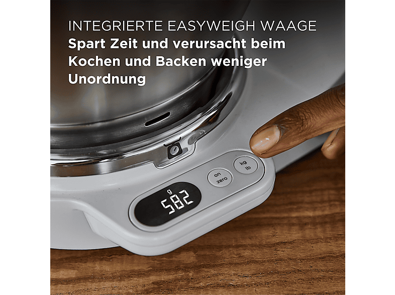KENWOOD Titanium Chef Baker KVC85.004SI mit integrierter Waage, 2 Edelstahl-Rührschüsseln, viel Zubehör, Küchenmaschine Silber (Rührschüsselkapazität: 5 l, 1200 Watt)