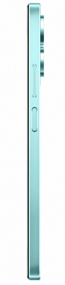 Widok z boku smartfona w kolorze miętowym z przyciskami po prawej stronie.