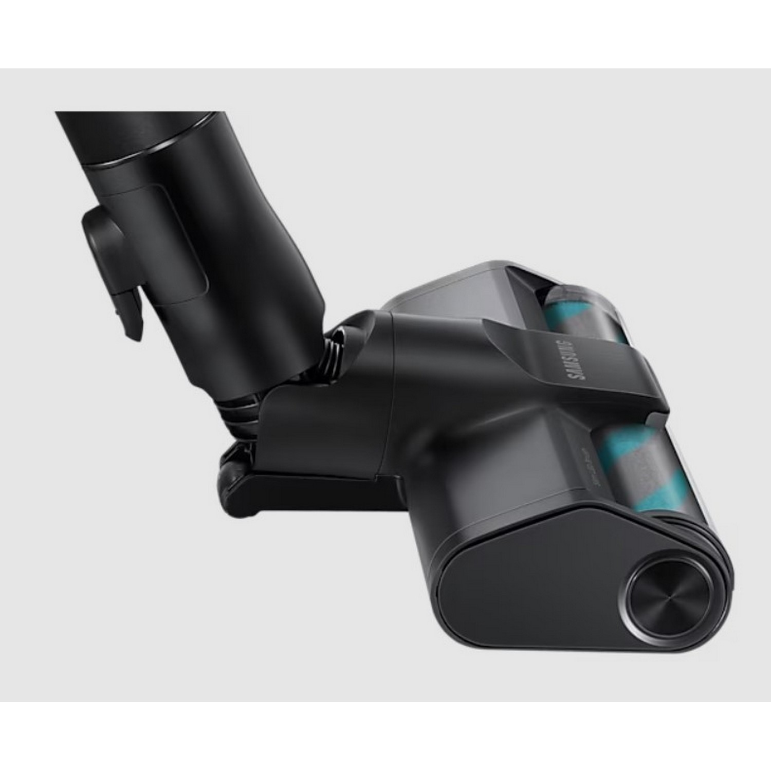 Black vacuum cleaner head. The brand name is visible. The design is modern and sleek.
