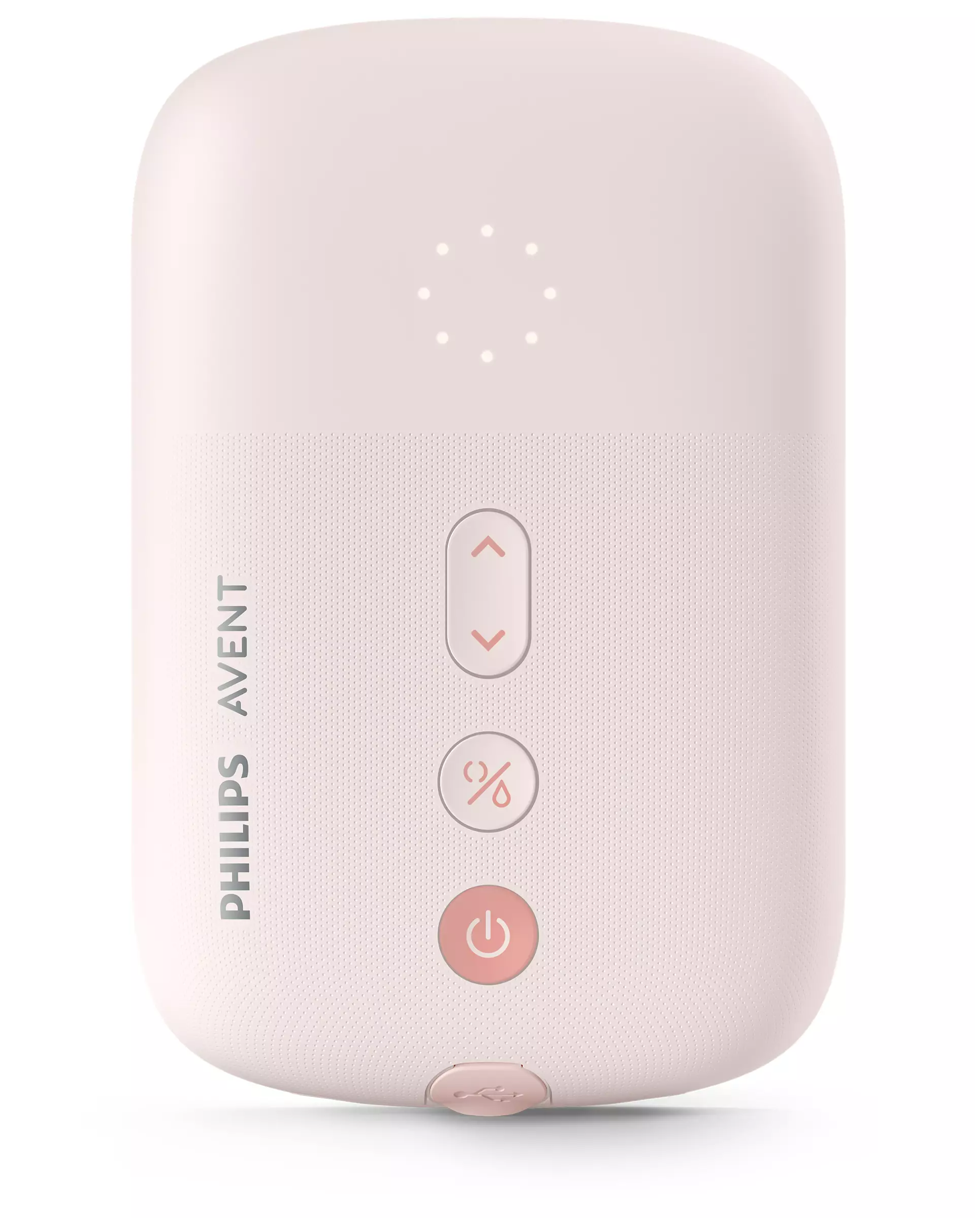 Rózsaszín Philips Avent bébimonitor. Gombok és egy kis kijelző található rajta.