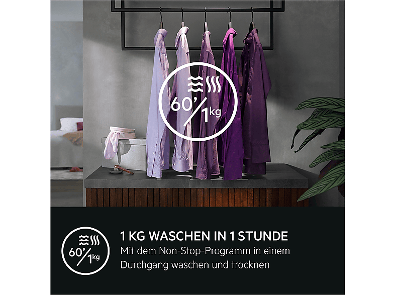 AEG LWR7S65690 Serie 7000 mit ProSteam®-Technologie Waschtrockner (9 kg / 5 kg, 1600 U/Min., Standgerät, Dark silver) — Foto 2 von 5