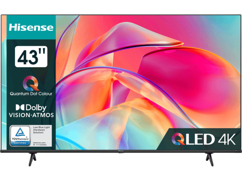 HISENSE 43E7KQ 4K UHD Smart QLED telev zi fekete 108 cm