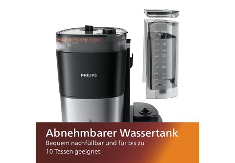 | Liter, Brew, Mahlwerk, Schwarz/Silber Kaffeemaschine Smart MediaMarkt mit 1,25 Dosierung Kaffeebohnenbehälter, mit Glaskanne, Kaffeemaschine und PHILIPS Watt All-in-1 HD7888/01 1000