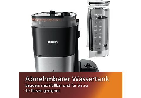 Kaffeemaschine PHILIPS HD7888/01 All-in-1 Brew, mit Mahlwerk, Smart  Dosierung und Kaffeebohnenbehälter, mit Glaskanne, 1,25 Liter, 1000 Watt  Kaffeemaschine Schwarz/Silber | MediaMarkt