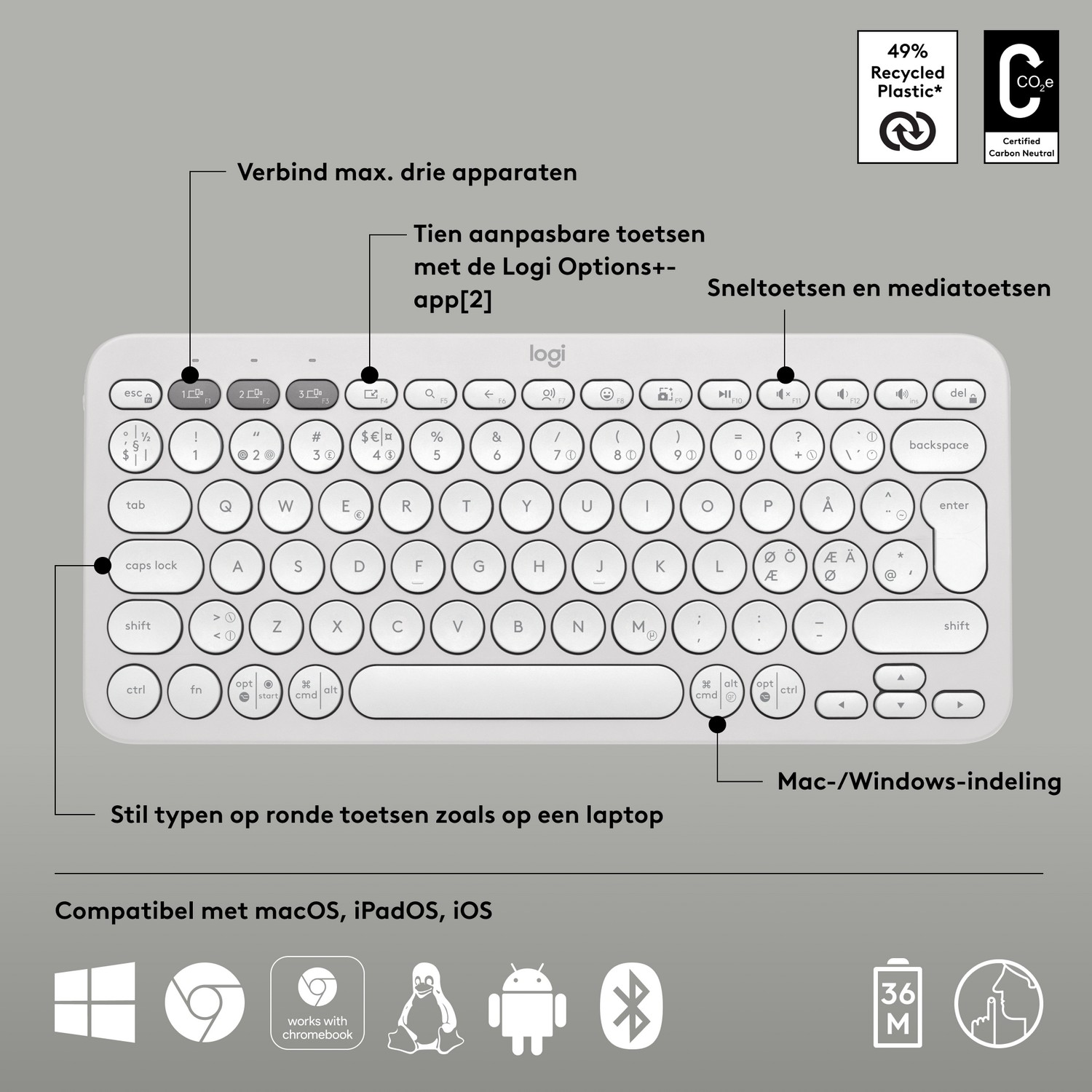 6000 series Bluetooth-toetsenbord voor meerdere apparaten SPK6607B/00