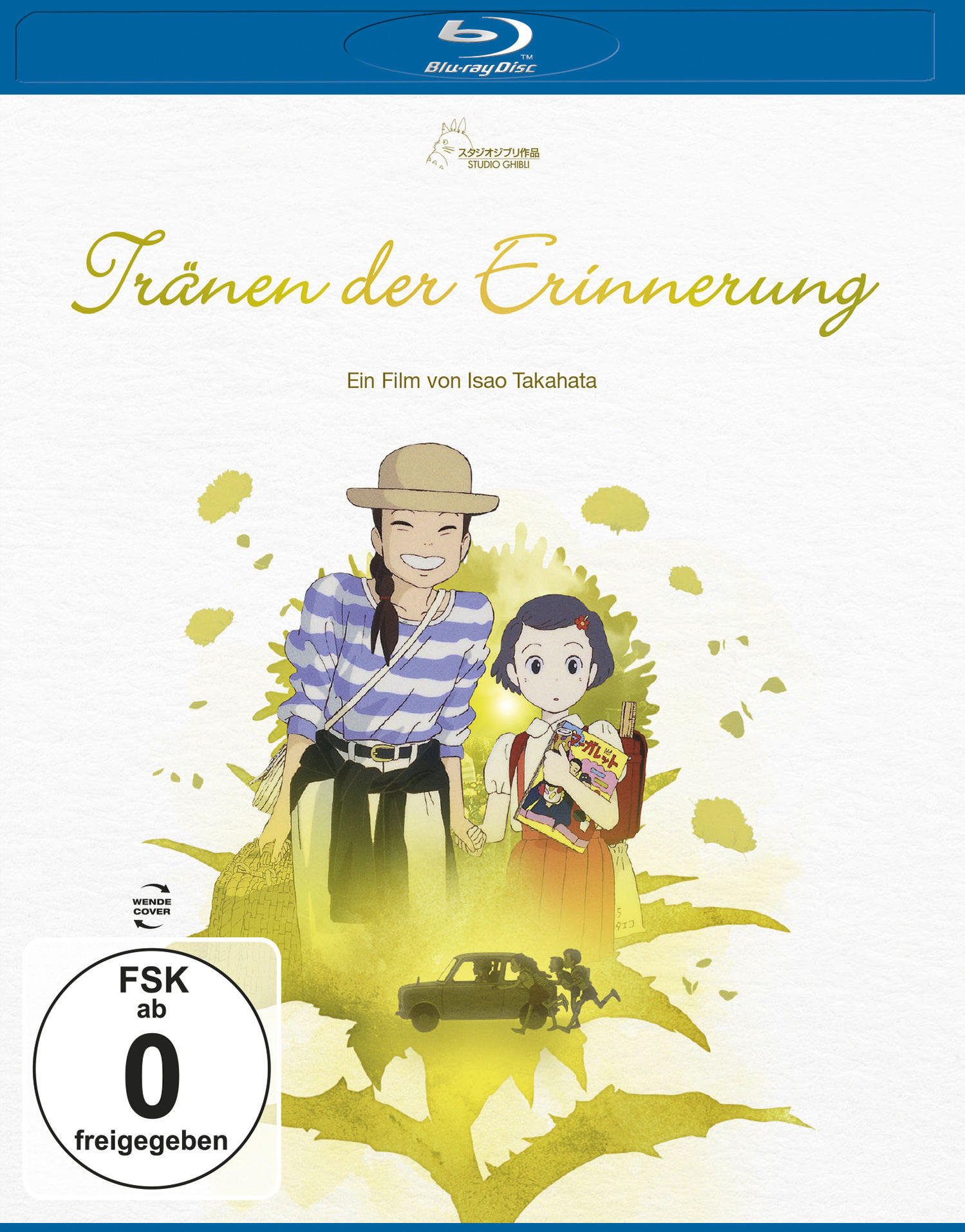 Blu-ray-Cover mit zwei Mädchen, einem Auto und japanischem Text, Titel Tränen der Erinnerung.