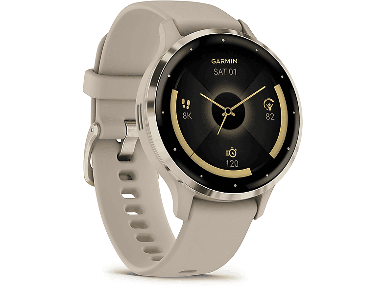 Thumbnail - GARMIN VENU® 3s Smartwatch faserverstärktes Polymer Silikon, 18 mm, French Gray/Softgold