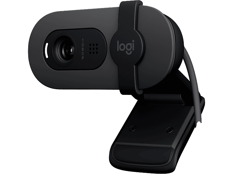 LOGITECH Brio 100 Full HD-Webcam mit 1080p und Belichtungskorrektur, Abdeckblende, Mikrofon, USB, Grafit