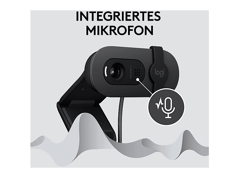 LOGITECH Brio 100 Full HD-Webcam mit 1080p und Belichtungskorrektur, Abdeckblende, Mikrofon, USB, Grafit — Foto 4 von 5