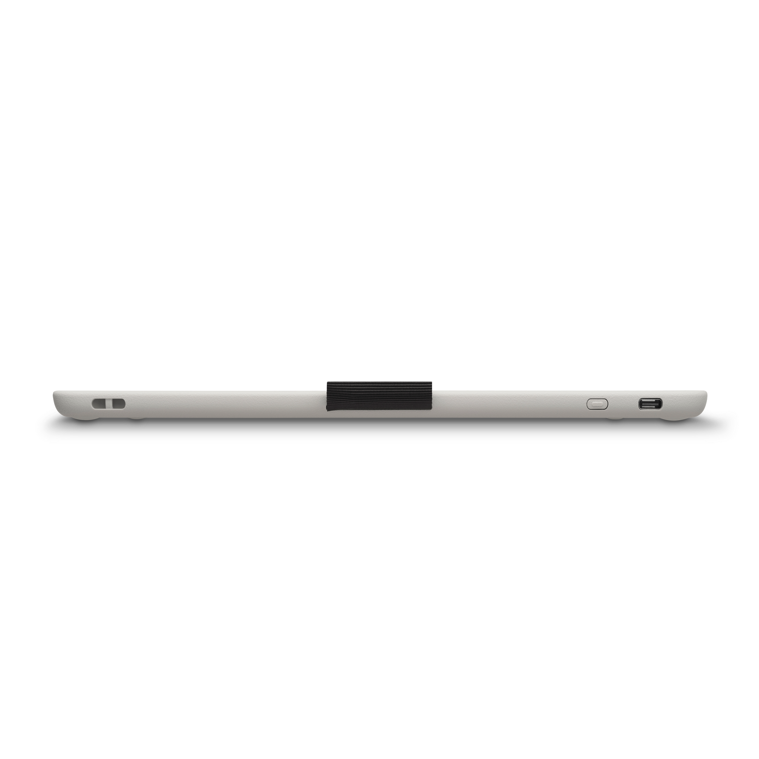 A light gray, thin, rectangular device with ports on the right side and a black stripe in the center.