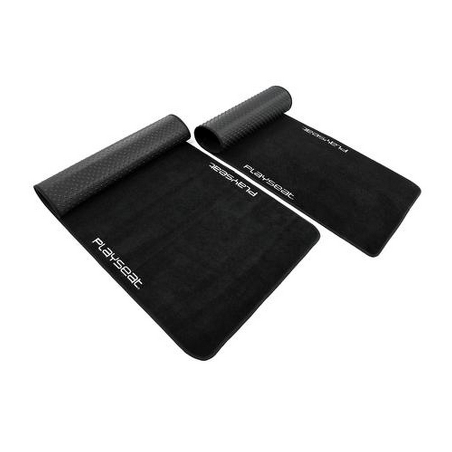 Two black playmats rolled up slightly. The word "PLAYSEAT" is printed in white on each mat.