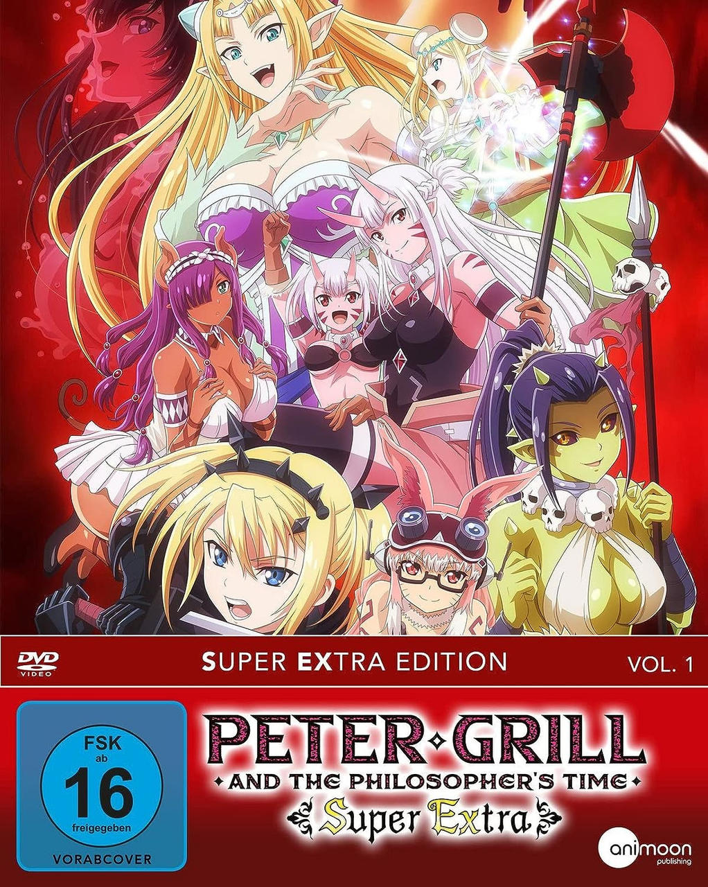 Anime-DVD-Cover: Gruppe weiblicher Charaktere, mit einem Titel auf Japanisch.