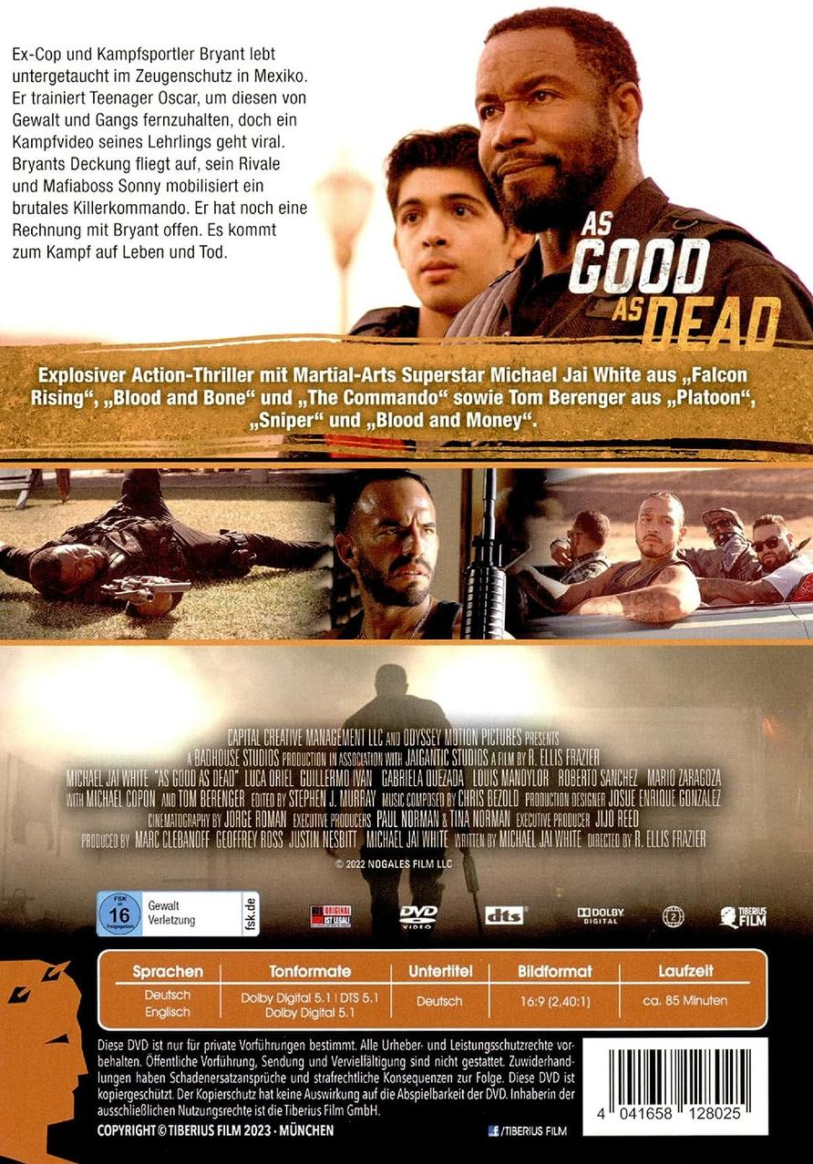 DVD-Cover: As Good As Dead. Actionfilm mit Schauspielern im Vordergrund und Textdetails.