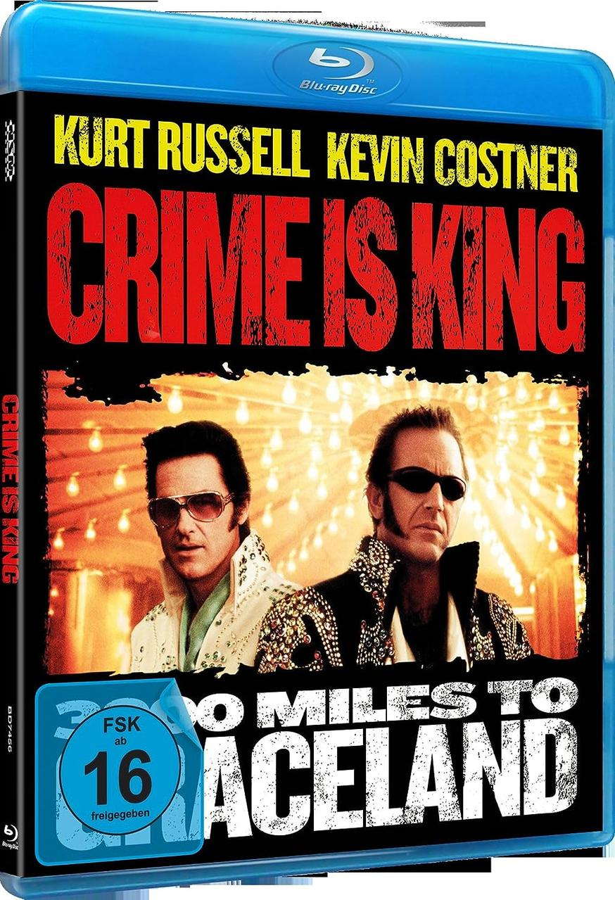 DVD-Cover mit zwei Männern in Anzügen und Sonnenbrillen im Elvis-Stil. Text: 'Crime is King'.