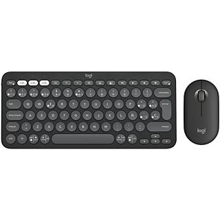 Pack Teclado + Ratón - Logitech K380S, Inalámbrico, Bluetooth-USB, Multidispositivo, Teclas personalizables, Tecnología Silent Touch, Negro