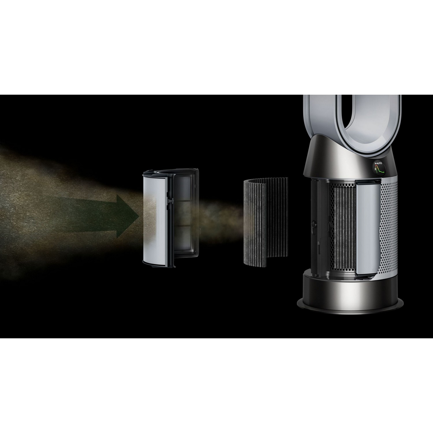 Purificateur d'air Dyson, composants séparés, effet de fumée.