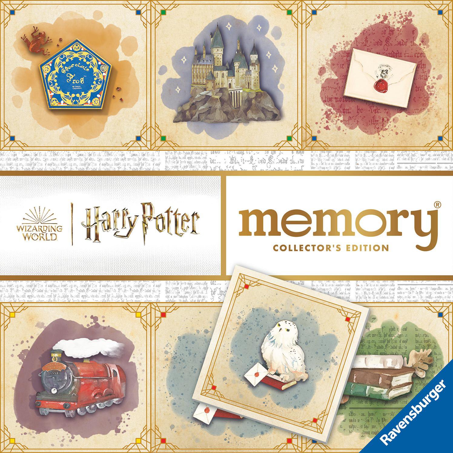 Eine Harry Potter Memory-Spielbox zeigt Bilder aus der Welt von Harry Potter.
