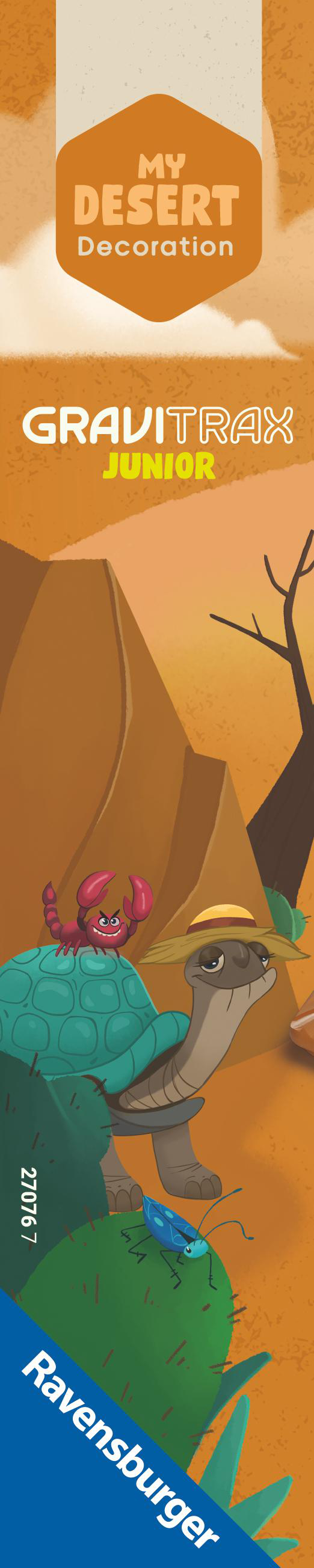Illustration für ein Gravitrax Junior Spiel, Wüstenmotiv mit Schildkröte und Skorpion.