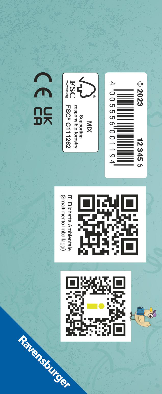 Verpackung mit Barcodes, Logos und Produktinformationen auf hellblauem Hintergrund.