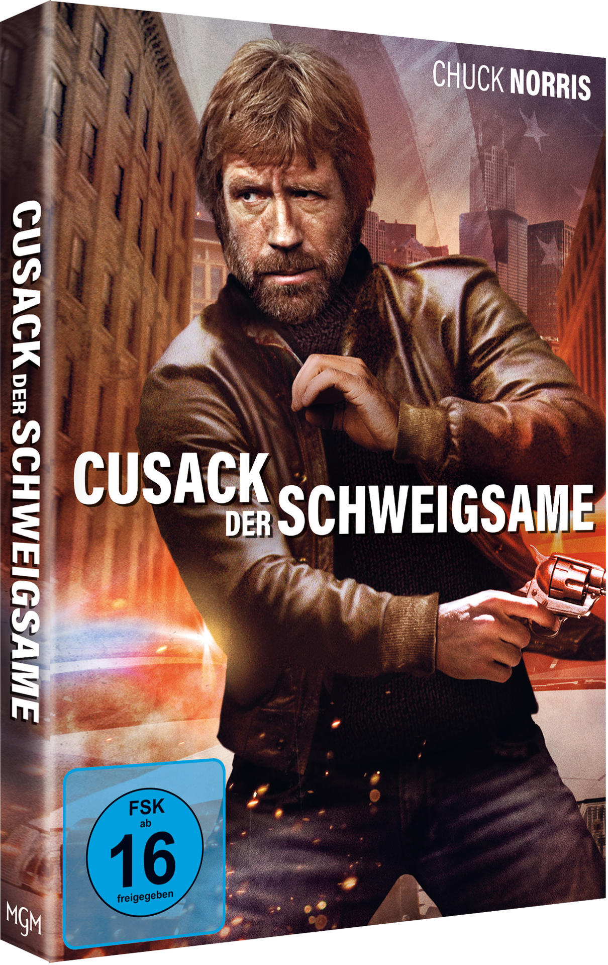 DVD-Cover eines Films mit Chuck Norris, mit dunklem Stadtlandschaftshintergrund.